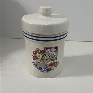 Vintage-Inspired Ceramic Canister with Floral Design